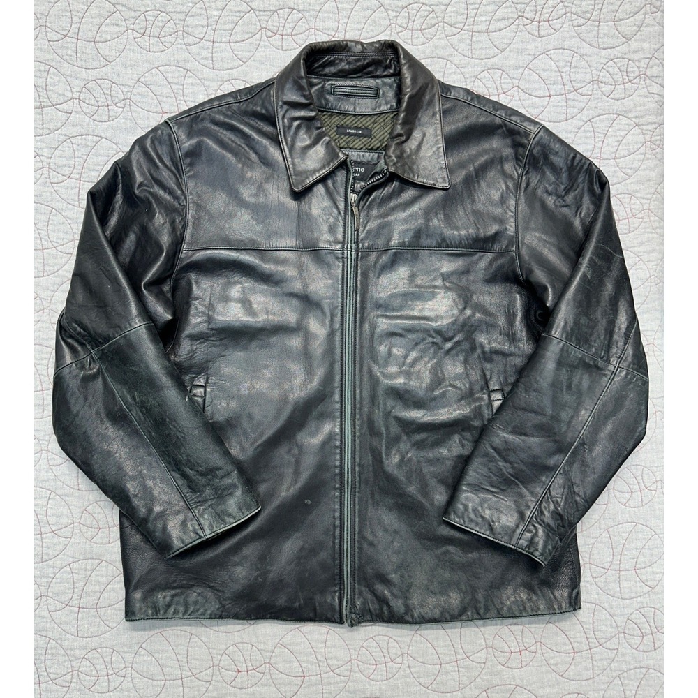 Claiborne Jacket Black Lambskin Leather Full Zip / Mens XL